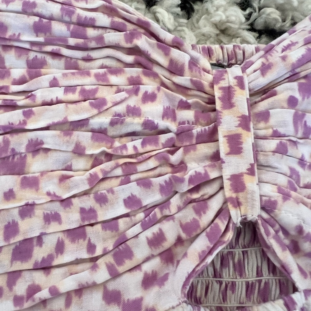 Tiare Hawaii Pink and White Strapless Dress/Cover up - Picture 3 of 7